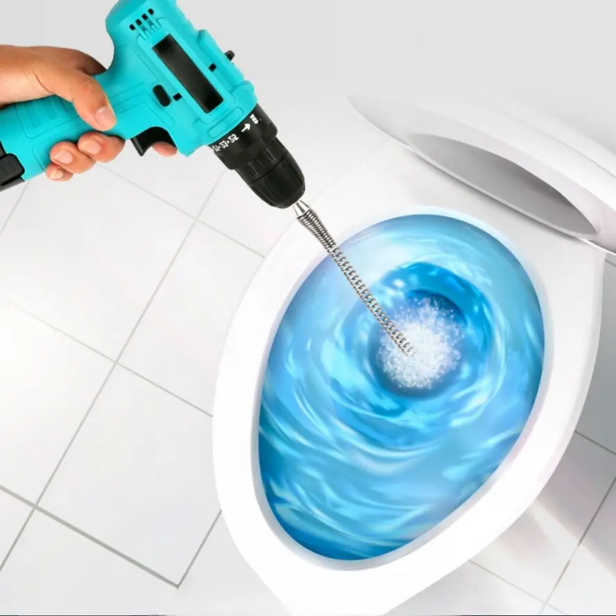 5 Meter/196.85 Inch Drain Snake, Integrated Head Pipe Cleaning Tool, Spring Design for Toilet and Floor Drains, Hardware Tools
