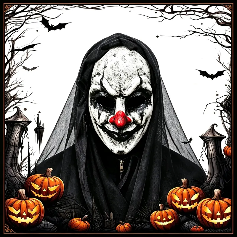 Adults' One Size Solid Plastic Horror Clown Mask - Scary Joker Mask for Halloween, Haunted House, Cosplay Parties