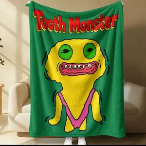 Teeth Monster Pattern Blanket, Lightweight And Warm Flannel Sofa Blanket, Soft Blanket For Bed, Camping And Office, Makes a Gift For Teens And Adults