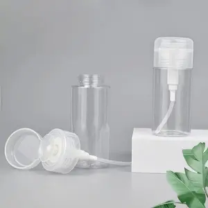 150ML Portable Travel Size Empty Plastic Nail Polish Makeup Remover Bottle, Liquid Clear Transparent Press Pumping Dispenser, Storage Tool for Beauty Essentials