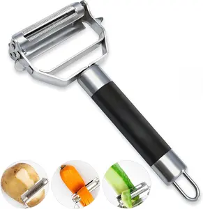 PRO Dual Julienne Peeler & Vegetable Peeler - Non-slip Handle - Apple Peeler & Potato Peeler, Orange Peeler, Zoodles Maker - Y Peeler, Veggie Peeler for Making Delicious Veggie Noodles