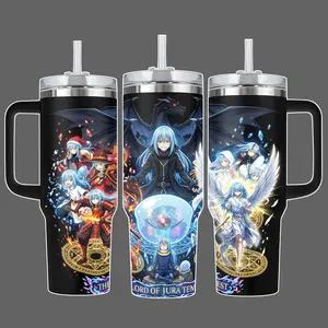 Rimuru Tempest “I Am Slime” That Time I Got Reincarnated as a Slime Stainless Steel Insulated Travel Tumbler With Handle & Straw Lid 20oz 40oz Full Wrap Demon Lord Jura Tempest Design
