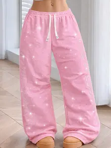 Unisex Rhinestone Straight Pants, Casual Loose-Fitting, Perfect for Dating, Holidays, Parties, Streetwear, Y2K Style, Fashion, All Seasons, Womenswear