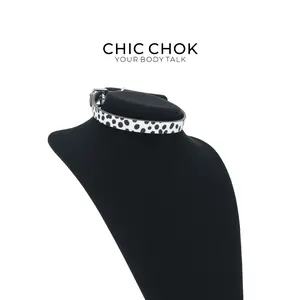 CHICCHOK [Spotted puppy] Fashion Black & White Spotted Choker Cute Simple Choker Trendy Jewelry