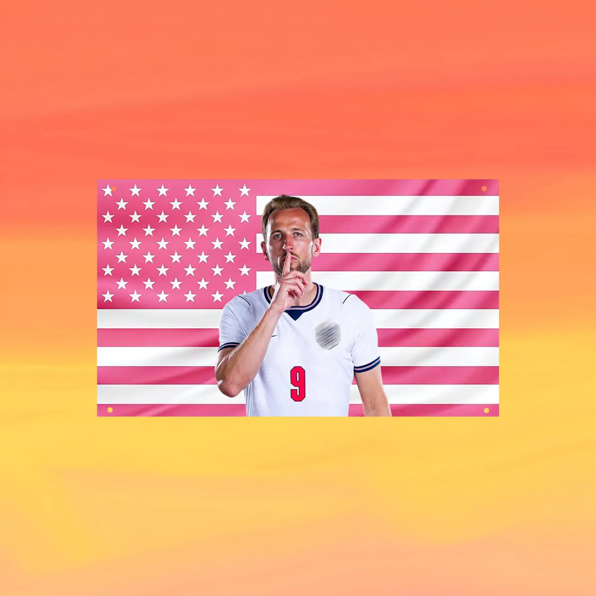Harry Kane American Flag Tapestry 3x5FT, Pink USA Wall Banner, Soccer Fan Room Decor, Football Player Inspired Bedroom Hanging, Aesthetic Sports Wall Art