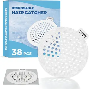 38 count Disposable Shower Drain Hair Catcher, Mesh Drain Covers Stickers, Peel & Stick Drain Strainers to Stop Clogs,  Adhesive Mesh Stickers for Bathtub, Bathroom, Kitchen Sink, Easy Peel Remove