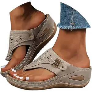 (New)Orthopedic Sandals for Women, Women Summer Dressy Comfortable Sandals Arch Support Wedge Sandals 2025 Non Slip Flip Flops Sandals