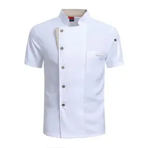 Summer Cook Jacket Restaurant Kitchen Chef Work Uniform Waiter Shirt Food Service Cooking Coat Barber Catering Bakery Overalls