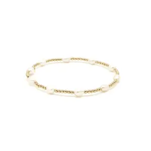 Petite Patterned Rice Pearl Bracelet with 14k Gold-Filled Beads