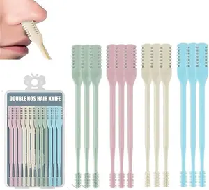 12 PCS, 2-in-1 Nasal Hair Cutter, Upgrade Double Sided Nose Hair Knife, 360° Nostril Hair Remover Tool, Nose Hair Trimmer for Men, Nasal Hair Cutter for Men Women, Soft Cleaning Brush