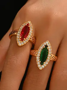 Fashion Colorful Zirconia Decorated Ring, Elegant Everyday Ring, Fashion Jewelry for Party, Daily Clothing Decor, Trendy All-match & Exquisite Jewelry for Birthday Gift