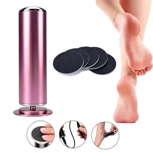 Portable Electric Foot File w/ 60 Sandpaper Discs, 360° Rotation, Adjustable Speed, Plug-in Pedicure Tool for Dead Skin Callus Removal Home & Travel