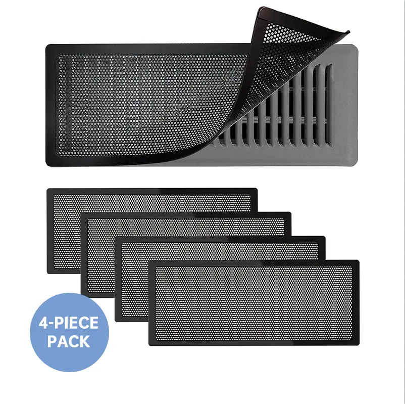 Floor Vent Covers Magnetic - 4 Pack Air Vent Filters Mesh Screen Dust Filter Vent Register Deflectors for Home HVAC AC Grilles & RV Vents - Strong Hold Washable (4x10 inch)