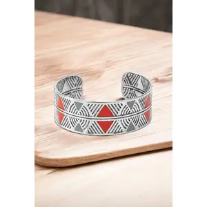Unisex Hidden Glyphs Red Triangle Bracelet