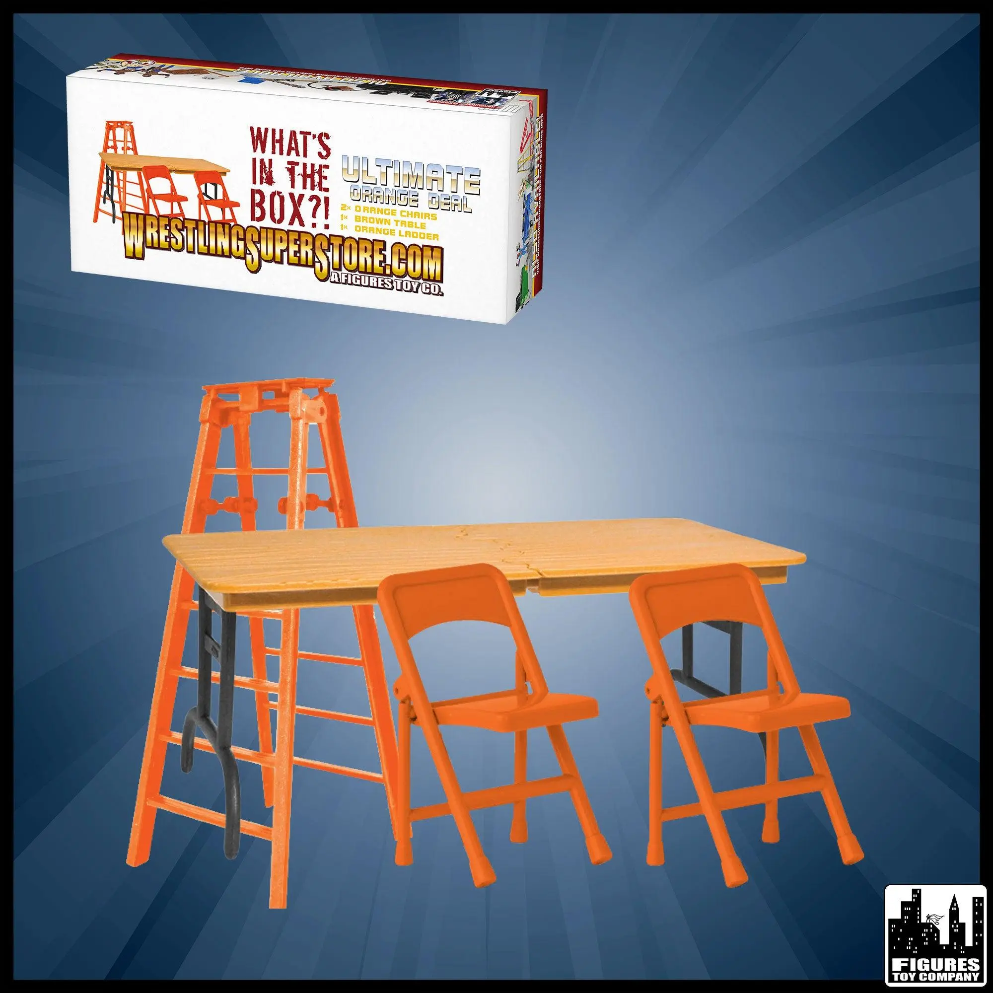 Ultimate Ladder, Table and Chairs Orange Playset for WWE Wrestling Action Figures