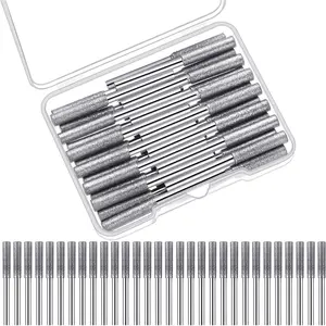 30 Pieces Chainsaw Sharpener Stone Burr Grinding Stone File with a Storage Box, Polishing Grinding Bits, 5/32 Inch/ 4 mm(Silver)