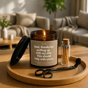 Dad Funny Candle Burning Kit, Father’s Day Soy Candle Gift Set with Matches and Wick Trimmer, Gag Gift for Dad