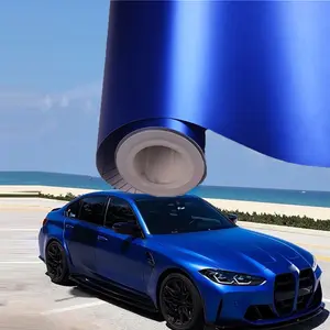 High Quality Matte Satin Metallic Chrome Blue Vinyl Wrap Satin Metallic Car Wrapping Sticker Film Bubble Free Auto Internal External Decal