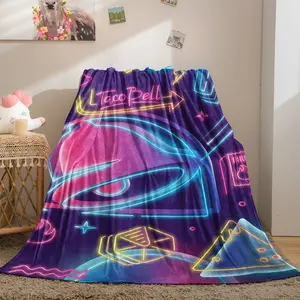 TACO BELL-Themed Blanket: Futuristic Food-Style Design, Warm & Comfortable Flannel, Ideal for Naps, Travel & Bedroom Decor.