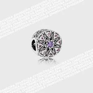 Charm Shimmering Medallion with Purple, Rose Pink and Clear Cubic Zirconia