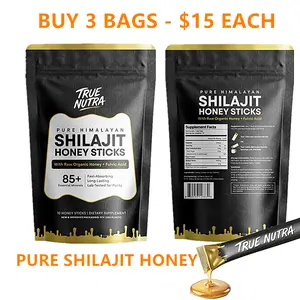 True Nutra Pure Himalayan Shilajit Honey Sticks with Raw Organic Honey Fulvic Acid, 10 Sticks, 85+ Essential Minerals, Long-Lasting, Fast-Absorbing, Lab-Tested for Purity