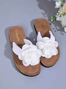 Women's Open Toe Sandals Plus Size Summer Floral Flat Couple Slippers, Comfortable Casual Footwear for Women & Men