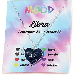 12 Constellation Sign Heart-shaped Pendant Necklace with Card Adjustable Chain Enamel Zodiac Thermochromic Necklace for Women Men Color Changing Mood Astrology Horoscope Jewelry