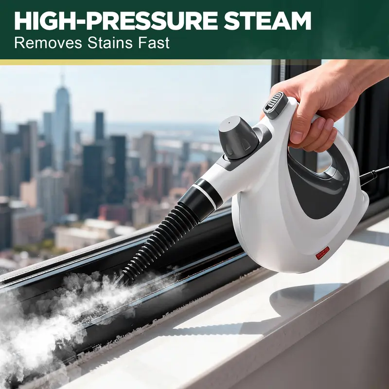 Phueut 1050W 110V Pressurized Handheld Natural Steam Deep Cleaning Machine - Compact Corded Lightweight Multi-Surface Unit for Kitchen, Cars, with 12 Replacement Parts (4 Round Brushes), Child-Safe Cap, Cleaning Supplies Compatible Phueut 1050W 110V Pressurized Handheld Natural Steam Deep Cleaning Machine - Compact Corded Lightweight Multi-Surface Unit for Kitchen, Cars, with 12 Replacement Parts (4 Round Brushes), Child-Safe Cap, Cleaning Supplies Compatible