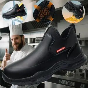 Men's Chef Clogs - High Quality, Slip-Resistant Rubber Sole, Comfortable PU Upper for Kitchen & Outdoor Use, Black with Red Accents, Professional Footwear, Stylish Chef Shoes, High Quality Footwear