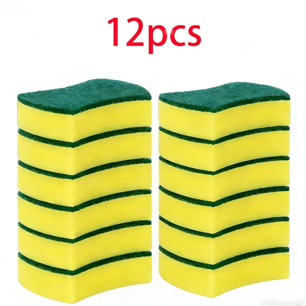 12pcs Kitchen Cleaning Sponge, Dish Towel, Scouring Pad, Dishware Anti-Scratch Scrubbing Sponge