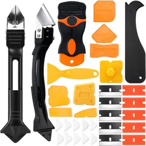 33 count  Caulking Tool Kit Set 3 in 1 Caulk Remover & Grout  with Pads 2 in 1 Razor  Scraper with  Sealant Finishing Tools for Kitchen Bathroom Sink Window Floor