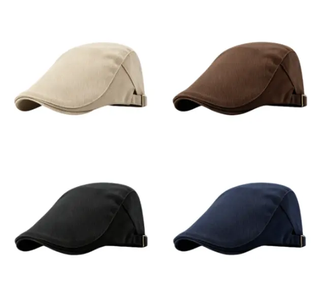 Mens Classic Cotton Beret Hat,Built-in Adjustable Fastener Strap,Sturdy Long Lasting Construction,Soft Air Permeable Cotton Fabric,Minimalist Matched Look,Ideal for Daily Commute Outdoor Camping Street Style and Casual Wear