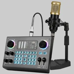 Hosabely C100 Streaming Sound Card Kit | Audio Mixer with Dual Microphones and Headphone Jacks | Adjustable Tone and Voice Changer | Streaming Device for PCs and Mobile Devices