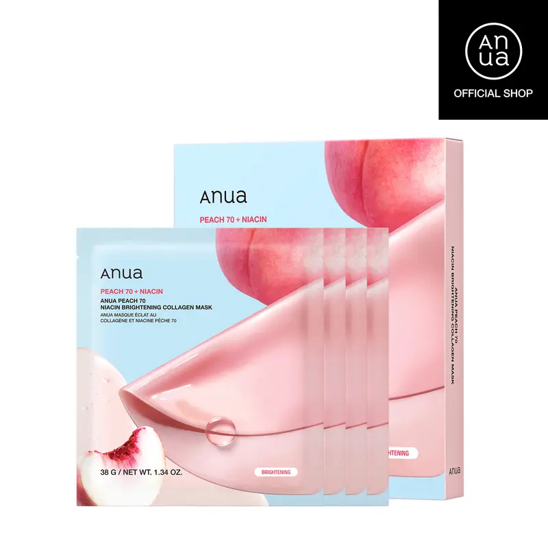 [Anua Official Shop] Peach 70 Niacin Brightening Collagen Mask | 38g*4sheets, collagen, gel mask, korean skincare, glass skin, radiant, gentle, firming