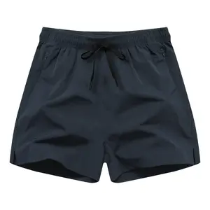 Sporty Functional Men's Running Shorts Quick-Dry Fabric Elastic Drawstring Waist Zippered Side Pockets Split Hem Trousers for Active Lifestyle Enthusiasts