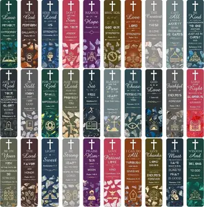 120 Pieces Bible Verses Bookmarks with Hollow Cross Christian Gift for Church Inspirational Religious Bookmarks Gifts Reading Reward Scripture, 30 Style