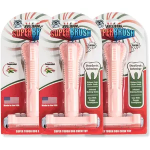 miaohome BulliBone Superbrush Peppermint Flavor Dog Chew Toy, Medium, 3 count