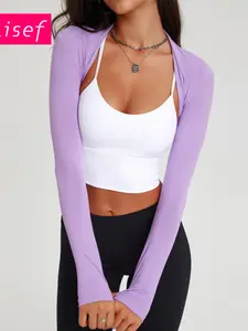 Open Front Long Sleeve Yoga Shawl for Women – Lightweight Dance Wrap, Pure Color, Breathable for Summer Autumn Practice