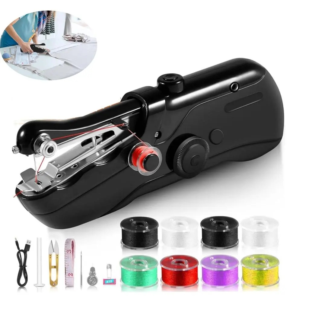 Portable Handheld Multifunctional Home Sewing, Electronic Sewing Machine, 1 Set Usb/battery Powered Electric Sewing Machine with Accessories, Multifunctional Home Sewing Tool without Battery, Sewing supplies crafts