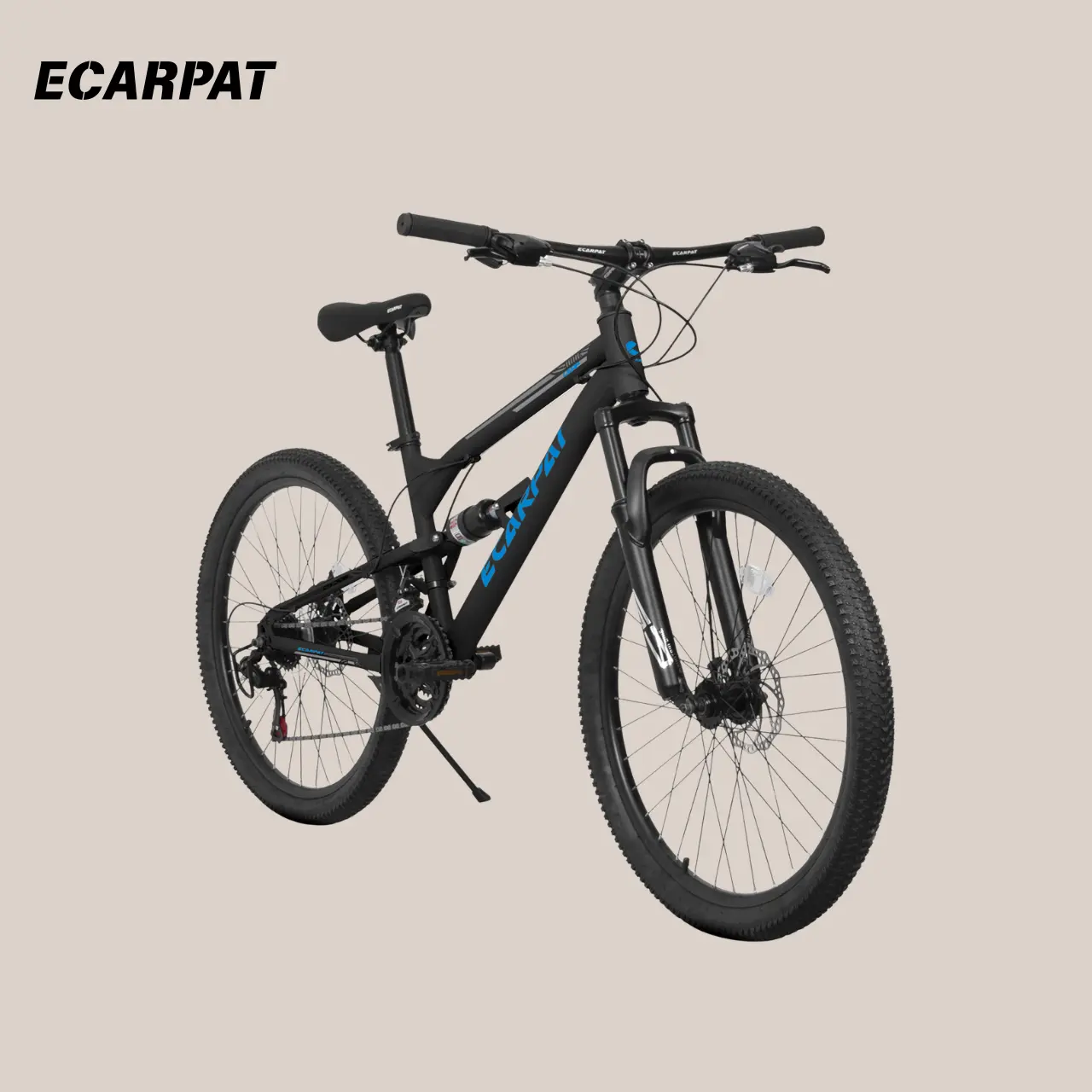 Ecarpat 24-inch wheel mountain bike, 21-speed fully-uncollapsing mountain bike, carbon steel frame, dual disc brakes, suitable for adult and teenage outdoor cycling on mountain roads