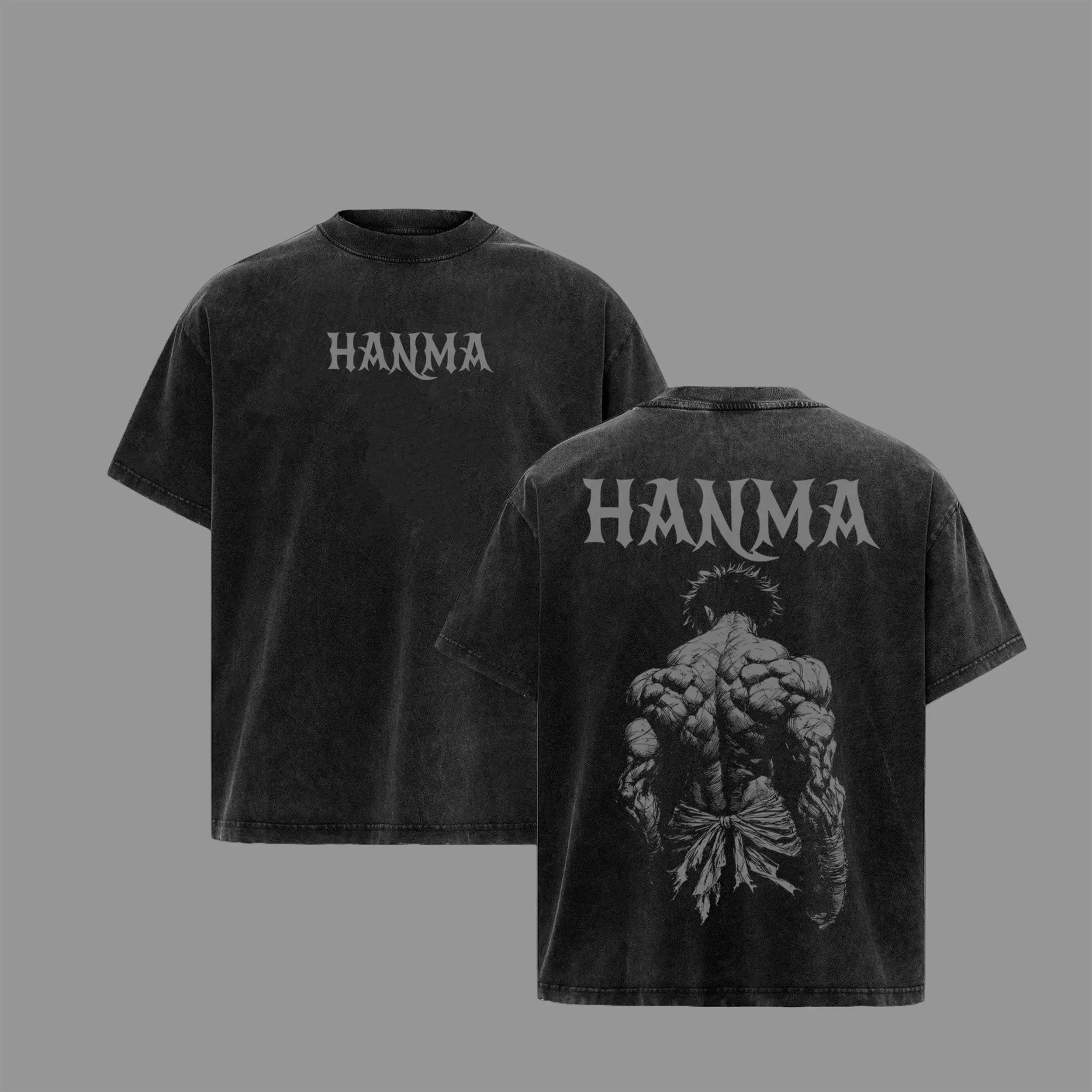 Men's Baki Hanma Graphic T-Shirt - Oversized Relaxed Fit, Heavy Washed Premium Cotton, Short-Sleeve Streetwear, Tshirt, Apparel, Shortsleeve