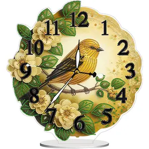 Acrylic Special Shape Flower Honey 5D Diamond Painting Clock Art Craft Diamond Painting Clock Handicraft Diamond Art Clock Ornaments Kit Living Room Decoration