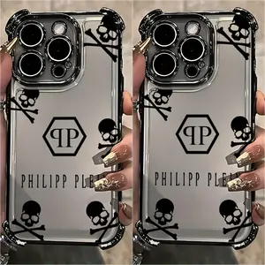Philipp Plein Phone Case for iPhone 16 15 14 13 12 11 Pro Max X XR XS Max 8 7 Plus, Anti-Drop Transparent Soft Back Cover, Accessories