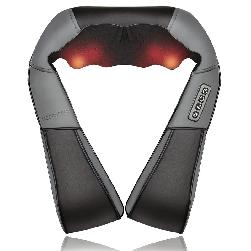 Medcursor Neck & Shoulder Massager with Heat Shiatsu Gray Back Massage Portable Deep Tissue 3D Kneading Pillow for Muscle Relaxation Gift,no pattern