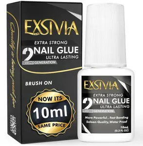 Super Strong Nail Glue for Press On Nails, Acrylic Nails & Nail Tips (10ml),Extra Strength Long Lasting Brush-On Adhesive, Mess-Free, No Dehydrator or Primer Needed