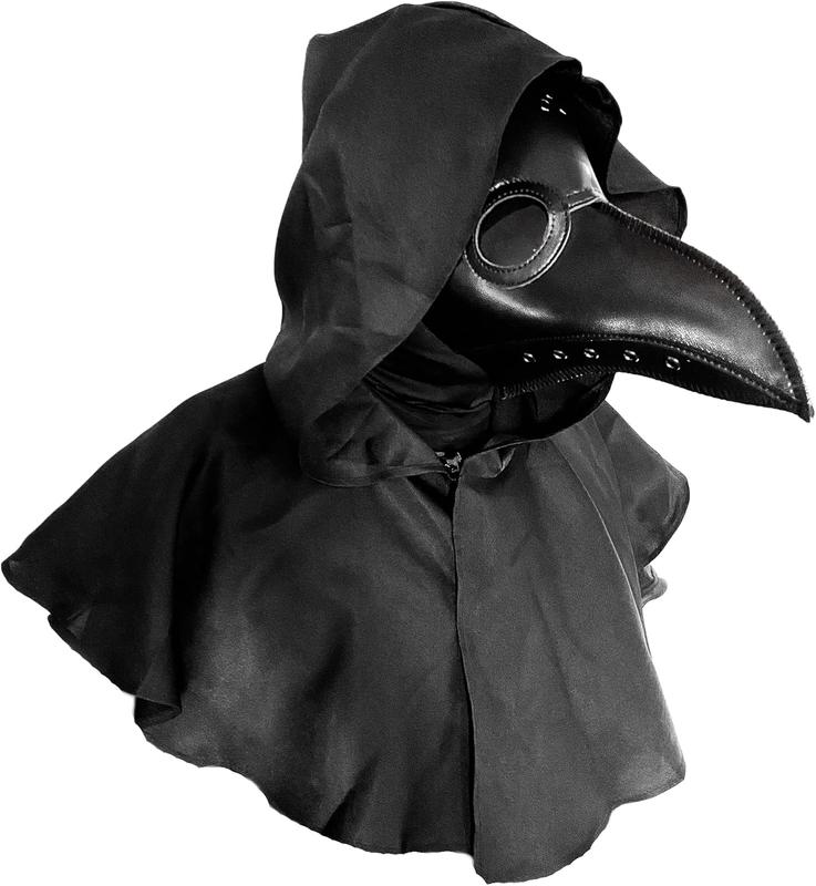 Plague Doctor Mask and Cloak Halloween Costumes for Men 3 in 1 Scary Masks for Adult