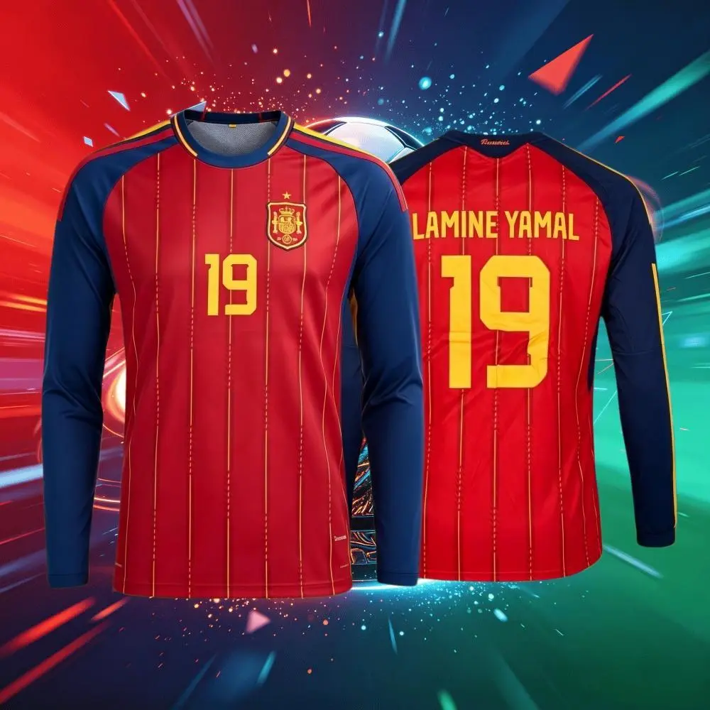 2026 Spain 19#Lamine Yamal and 20#Pedrl Short And Long Sleeve Soccer Jersey Fans Version Breathable