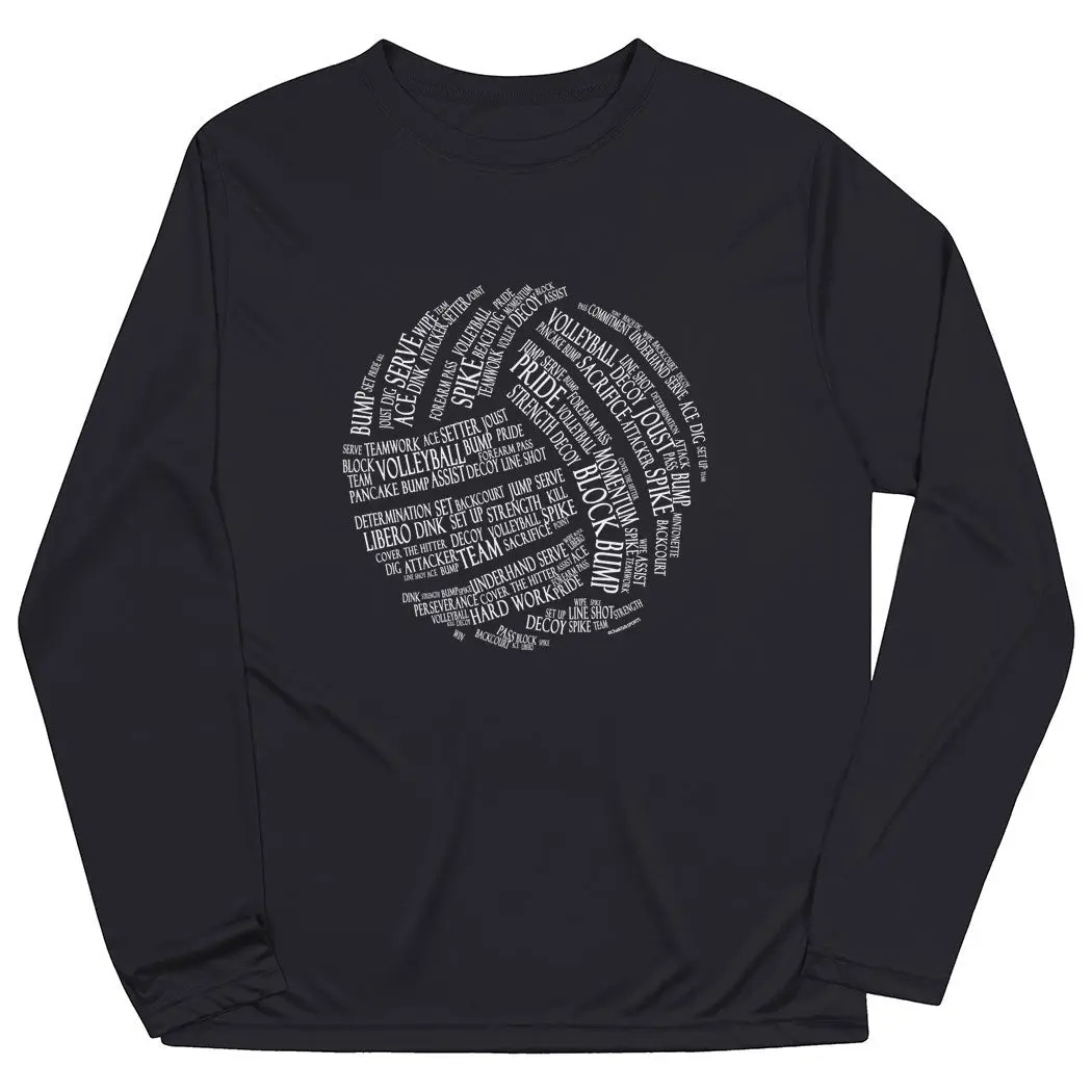 Volleyball Long Sleeve High Performance Activewear Tee - Sports Apparel, Training Shirt, Athletic Activewear, Long Training Sports T-Shirt with Volleyball-Themed Graphics, Uv Protection Clothing, Tech Fabric