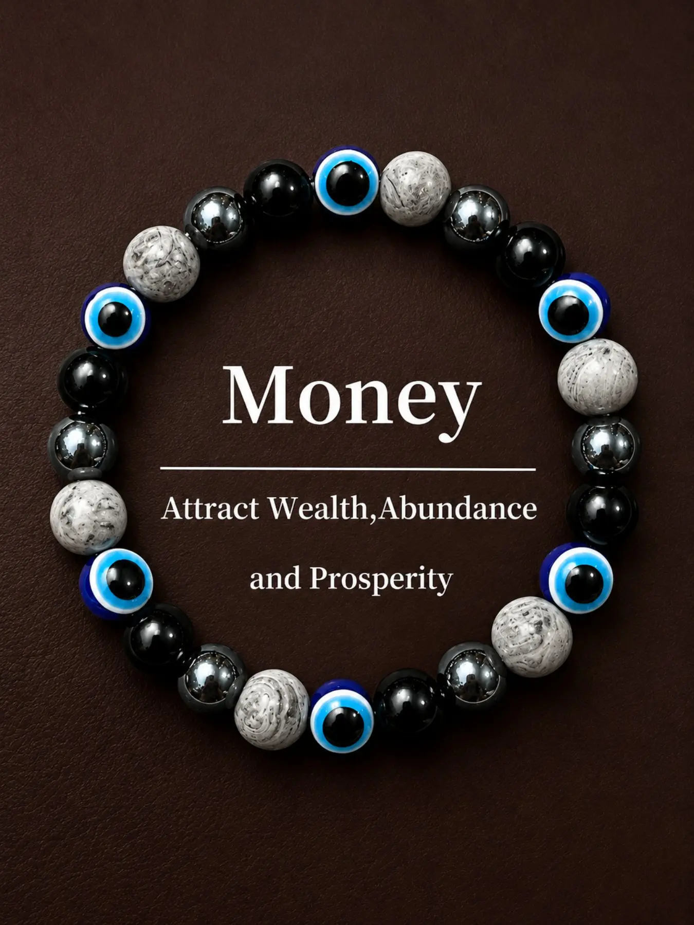 Unisex Luxury Style Evil Eye Bracelet, Hematite Crystal Wealth Attraction, Perfect Valentine's Gift, Ideal for Travel and Daily Wear, Crystal Bracelets, Bracelets Jewelry