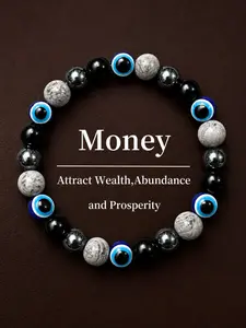 Unisex Luxury Style Evil Eye Bracelet, Hematite Crystal Wealth Attraction, Perfect Valentine's Gift, Ideal for Travel and Daily Wear, Crystal Bracelets, Bracelets Jewelry